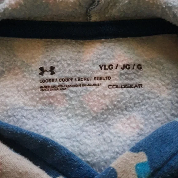 Under Armour Blue Camo Hoodie with Pink and White - Picture 5 of 7